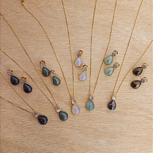 Conjunto Pingo Perolado - Folheado a Ouro