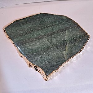 Chapa Quartzo Verde com Borda Dourada