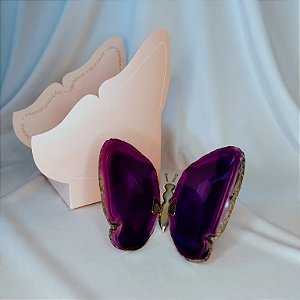 Borboleta Ágata Roxa - Prata - Coleção Asas