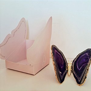 Borboleta Ágata Roxa - Borda Dourada - Coleção Asas