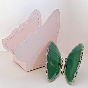 Borboleta Ágata Verde - Prata - Coleção Asas