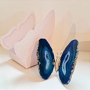 Borboleta Ágata Azul - Prata - Coleção Asas