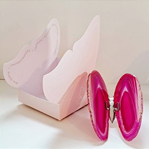 Borboleta Ágata Pink - Prata - Coleção Asas