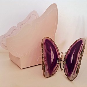 Borboleta Ágata Roxa -Prata - Coleção Asas