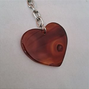 Chaveiro Coração de Ágata Marrom