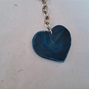 Chaveiro Coração de Ágata Azul