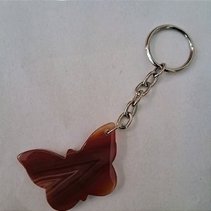 Chaveiro Borboleta de Ágata Marrom