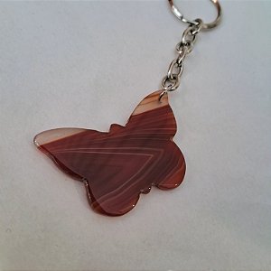 Chaveiro Borboleta de Ágata Marrom