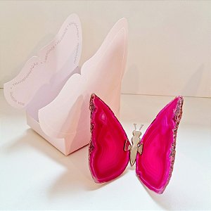 Borboleta Ágata Pink - Prata - Coleção Asas