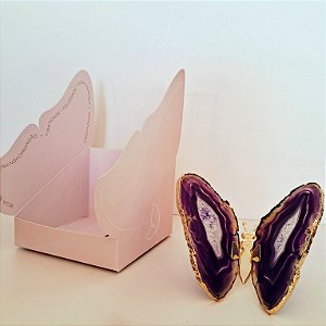 Borboleta Ágata Roxa - Borda Dourada - Coleção Asas