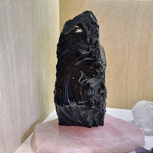 Obsidiana Negra Bruta - Base Serrada