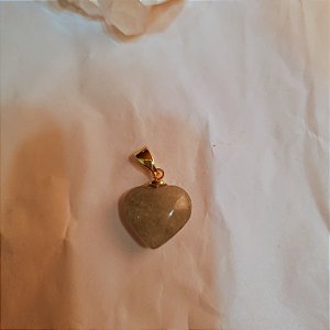Pingente Mini Coração Quartzo Verde - Folheado a Ouro
