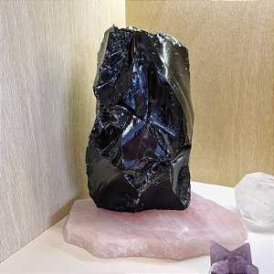 Obsidiana Negra Bruta - Base Serrada