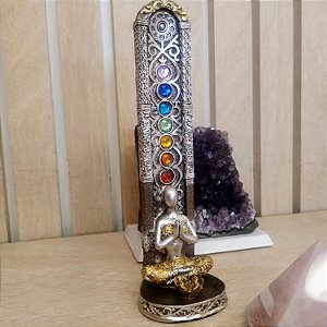 Incensário Torre 7 Chakras - Yogi Namastê Prata