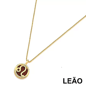 Colar Signo Leão M - Folheado a Ouro