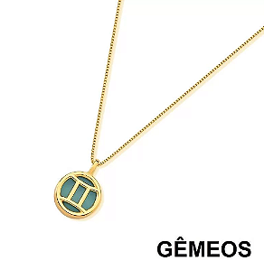 Colar Signo Gêmeos M  - Folheado a Ouro