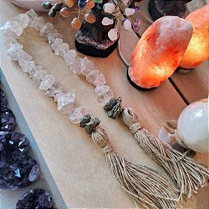 Colar de Mesa Cristal de Quartzo e Pirita - Pedras Brutas