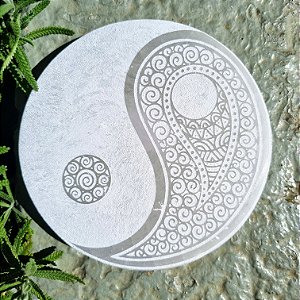 Placa de Selenita Redonda Yin Yang