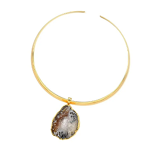 Colar Choker Aro Ágata - Folheado a Ouro