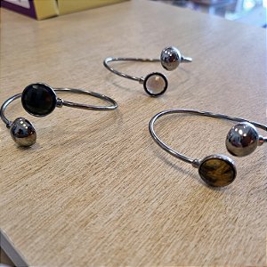 Pulseira Bracelete Cristal Facetado - Ródio Negro