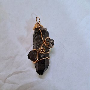 Pingente Boho Quartzo Fumê - Folheado a Ouro