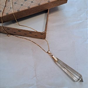 Colar Cristal Multifacetado - Folheado a Ouro