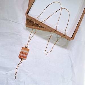 Colar Gravata  Ágata - Folheado a Ouro