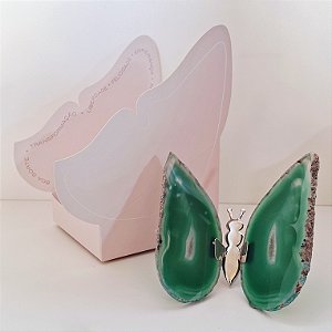 Borboleta Ágata Verde - Prata - Coleção Asas