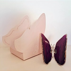 Borboleta Ágata Roxa - Prata - Coleção Asas