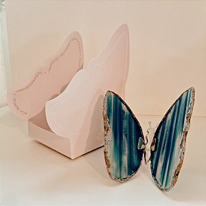 Borboleta Ágata Azul - Prata - Coleção Asas