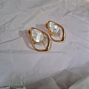 Brinco Mosaico Elegance Madrepérola - Folheado a Ouro