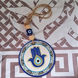 Móbile Olho Grego Porcelana 7cm - Mão Hamsa