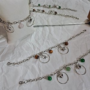 Pulseira Aro e Conta - Ródio Branco