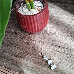 Colar 3 Água Marinha Rolado - Ródio Branco