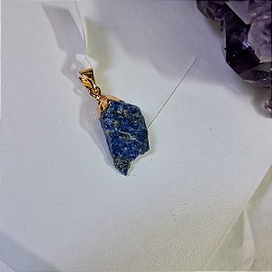 Pingente Lapis Lazuli Bruto - Folheado a Ouro
