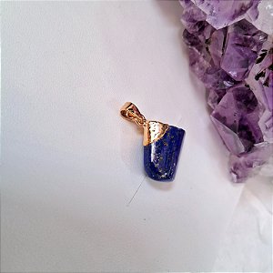 Pingente Lapis Lazuli Rolado - Folheado a Ouro