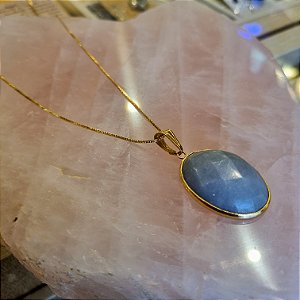 Colar Oval Facetado Angelita Folheado a Ouro