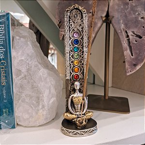 Incensário Torre 7 Chakras - Yogi Meditativo Prata