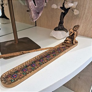 Incensário Régua Buda com Strass - Dourado