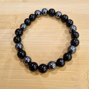 Pulseira hematita e turmalina 8mm