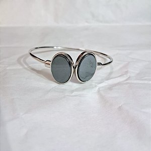 Pulseira Bracelete Hematita - Ródio Branco
