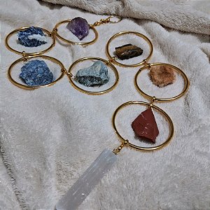 Móbile Argola Chakras - Cristais Brutos