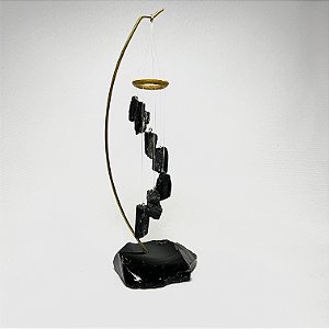 Móbile de Mesa Turmalina Negra - Base Obsidiana Negra