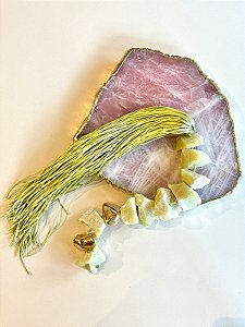 Colar de Mesa Aberto Quartzo Limão c/ Franjas P