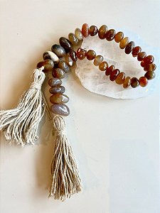 Colar de Mesa Aberto Agata Rolada GG aberto com Franja