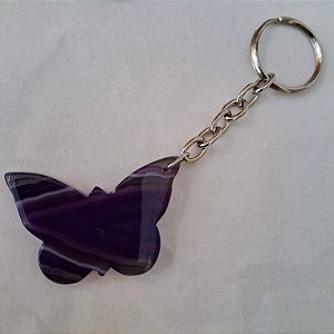 Chaveiro Borboleta de Ágata Roxa