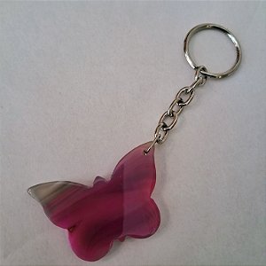Chaveiro Borboleta de Ágata Pink