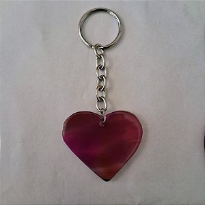 Chaveiro Coração de Ágata Pink