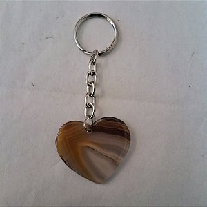 Chaveiro Coração de Ágata Marrom