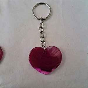 Chaveiro Coração de Ágata Pink